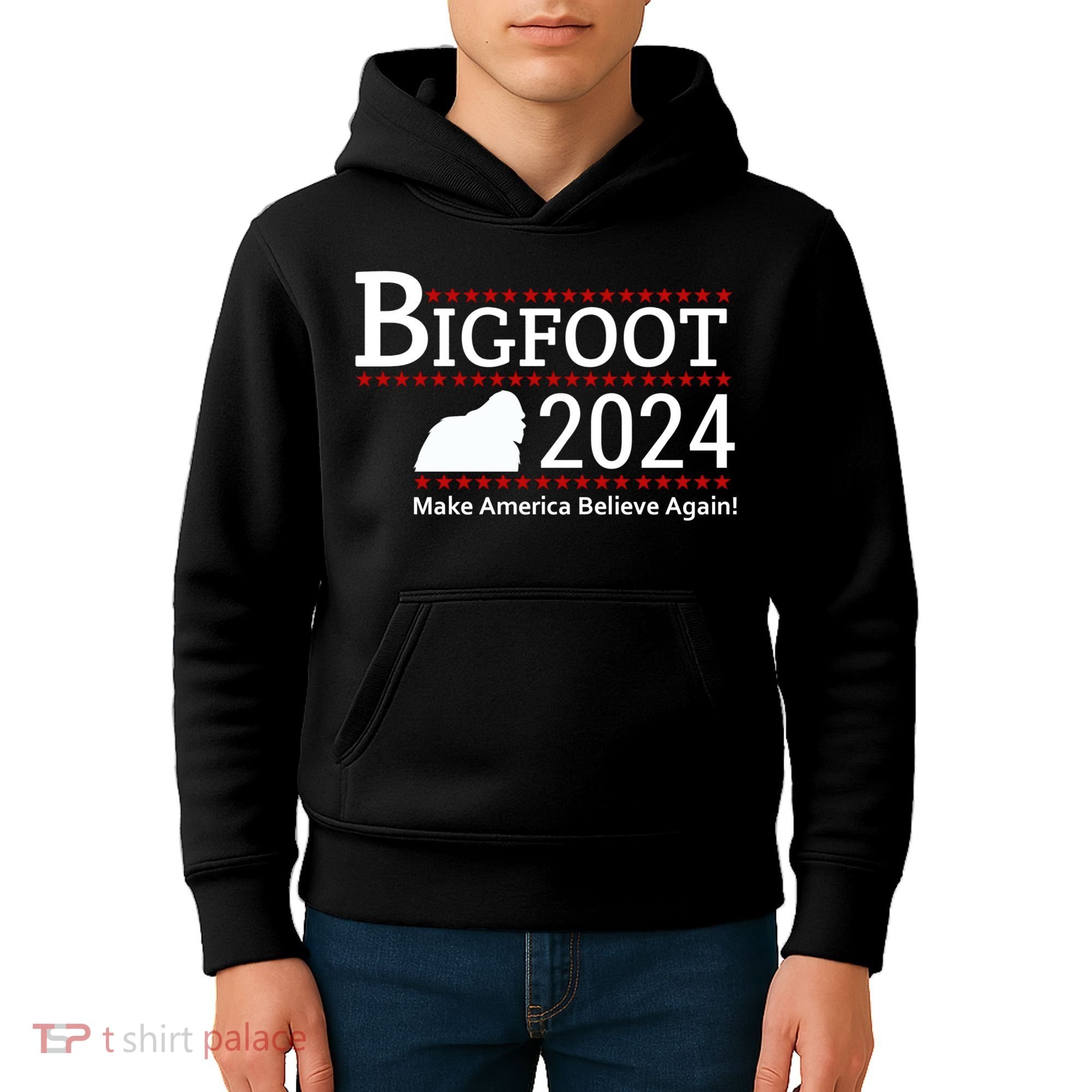Bigfoot 2024 Make America Believe Again! Kids Hoodie