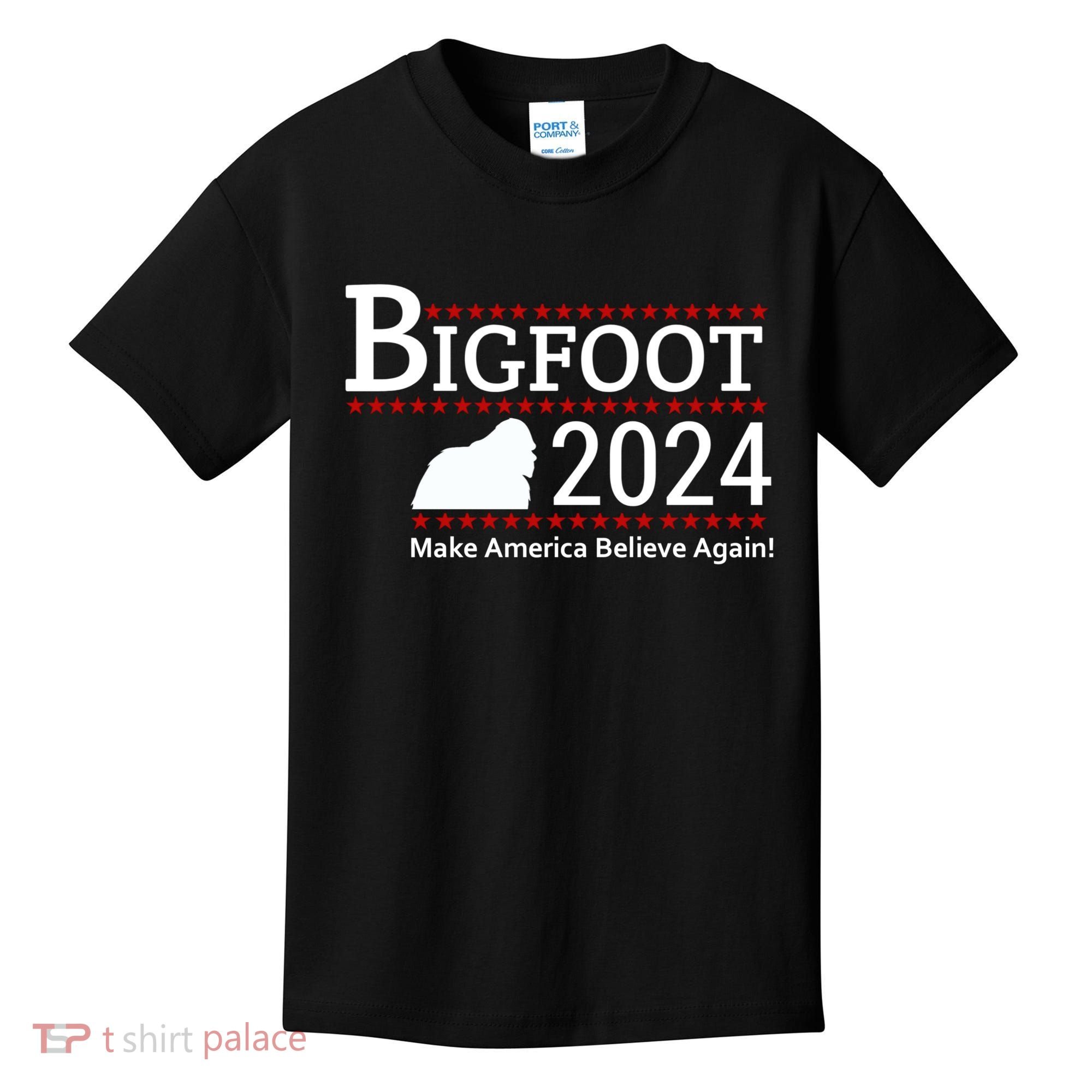 Bigfoot 2024 Make America Believe Again! Kids T-Shirt