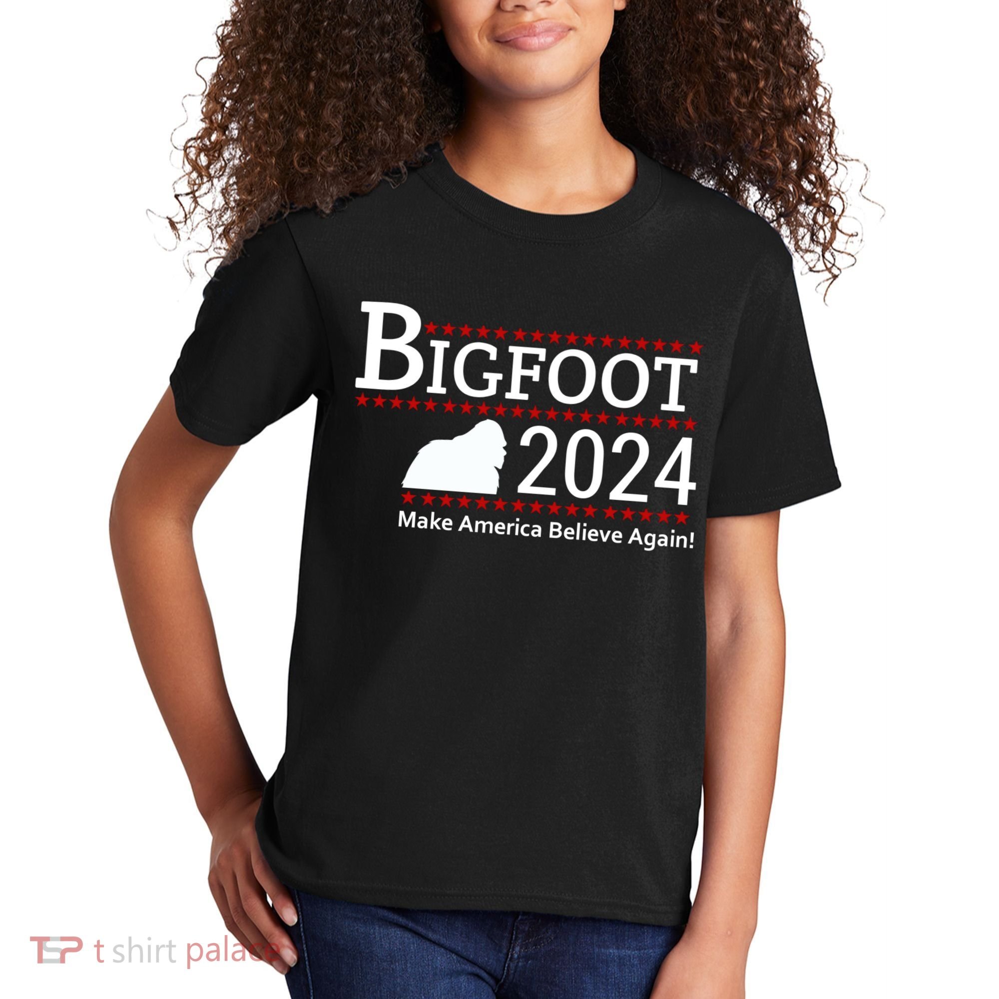 Bigfoot 2024 Make America Believe Again! Kids T-Shirt