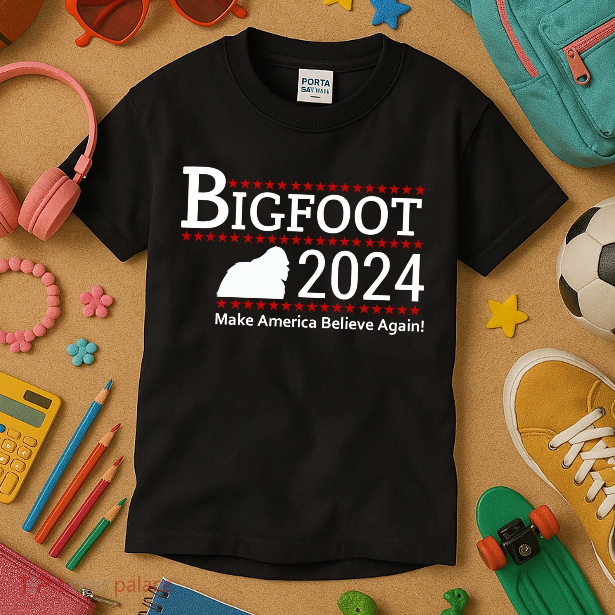 Bigfoot 2024 Make America Believe Again! Kids T-Shirt