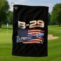 B 29 Superfortress Bomber Airplane Pilot Gifts World War II Golf Towel thumb 1