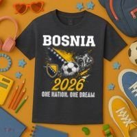 Bosnia 2026 Soccer Fan One Nation One Dream Kids T-Shirt thumb 3