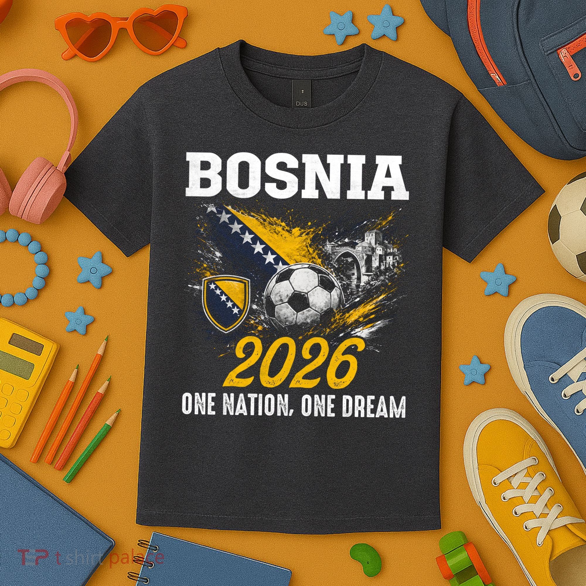 Bosnia 2026 Soccer Fan One Nation One Dream Kids T-Shirt