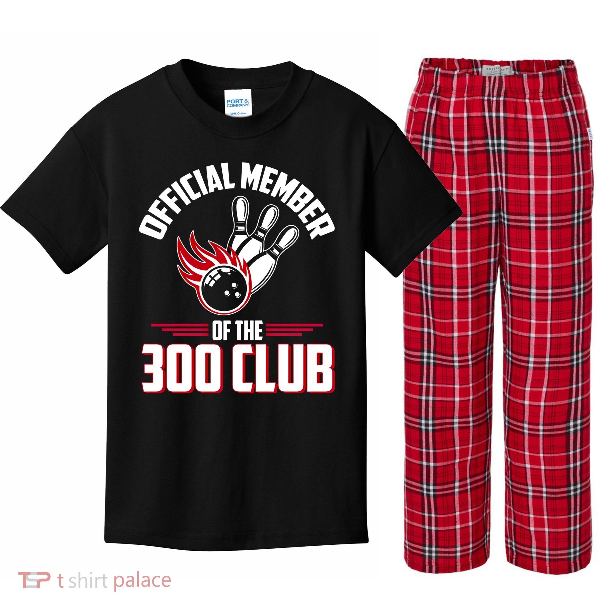 Bowling 300 Great Gift 300 Club Member Funny Bowler Gift Kids Plaid Pajama Set