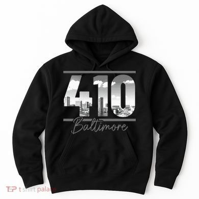 Baltimore 410 Area Code Skyline Maryland Vintage Hoodie