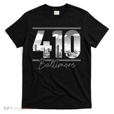 Baltimore 410 Area Code Skyline Maryland Vintage T-Shirt