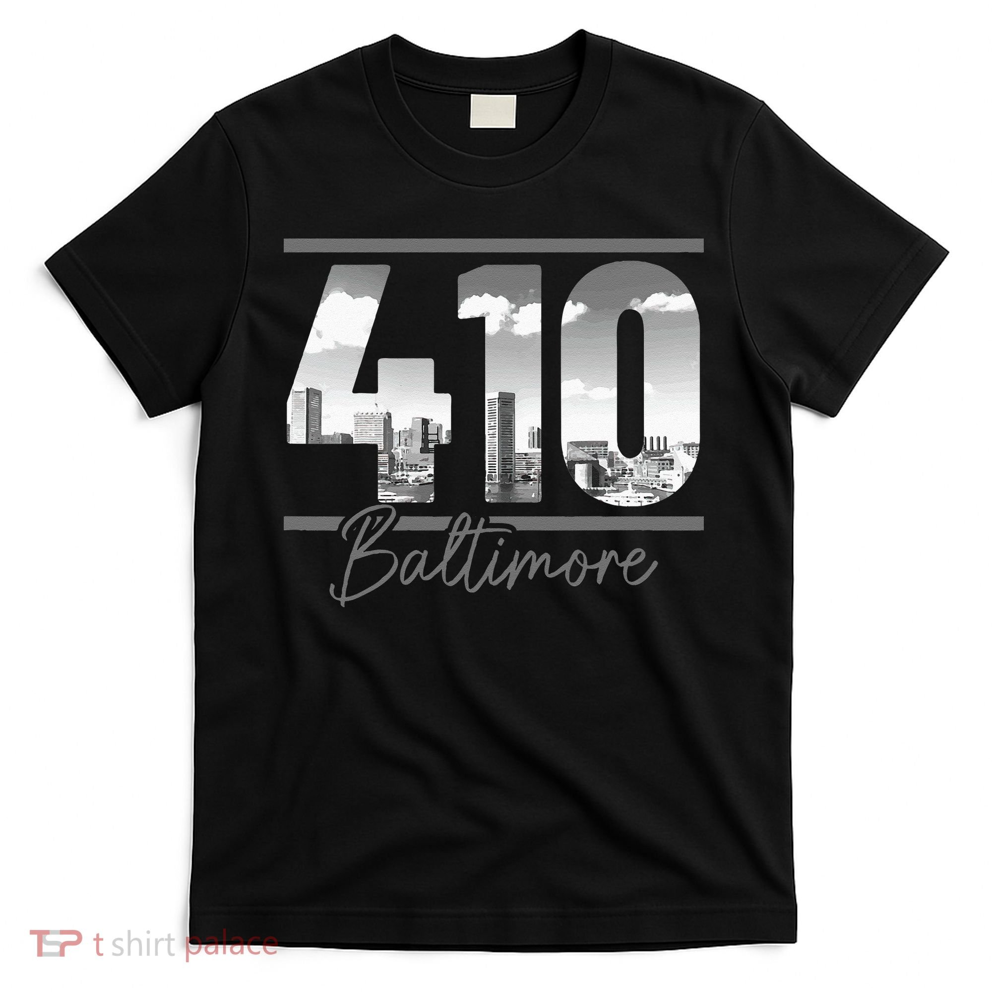 Baltimore 410 Area Code Skyline Maryland Vintage T-Shirt