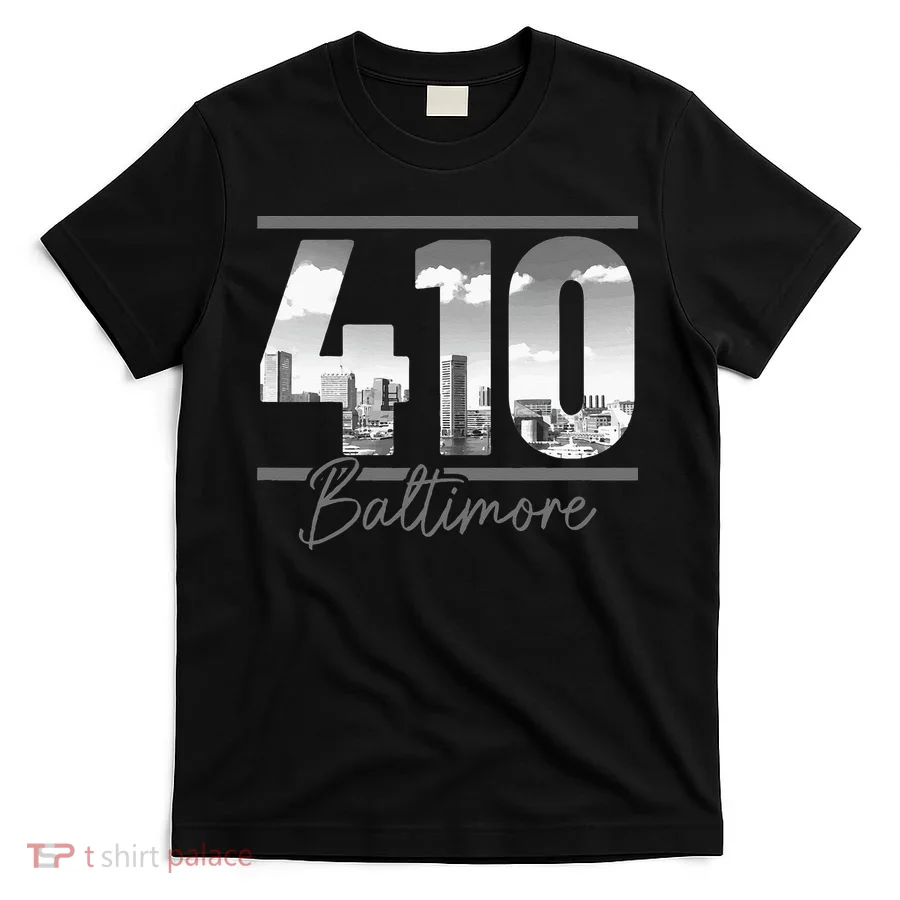 Baltimore 410 Area Code Skyline Maryland Vintage T-Shirt