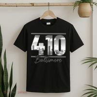 Baltimore 410 Area Code Skyline Maryland Vintage T-Shirt thumb 2