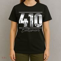 Baltimore 410 Area Code Skyline Maryland Vintage T-Shirt thumb 4