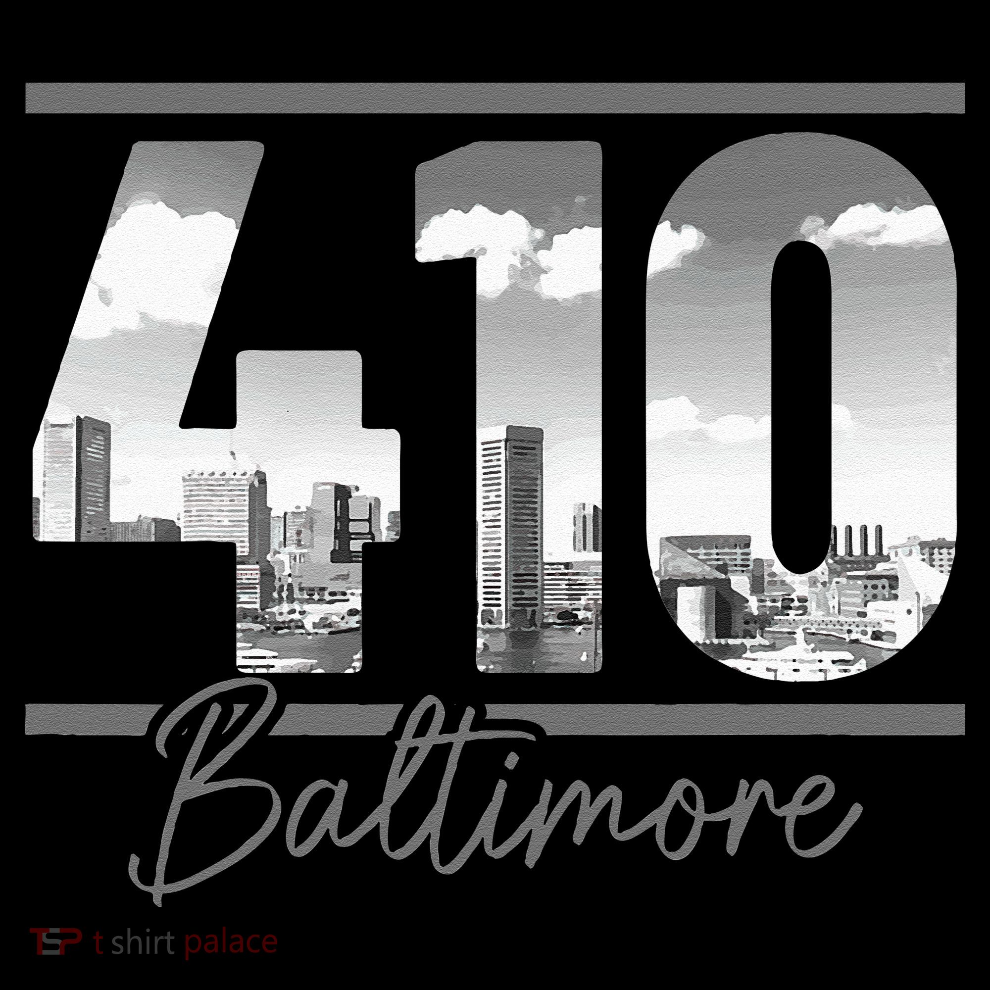 Baltimore 410 Area Code Skyline Maryland Vintage T-Shirt