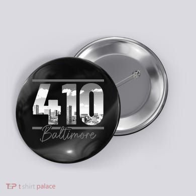 Baltimore 410 Area Code Skyline Maryland Vintage Button