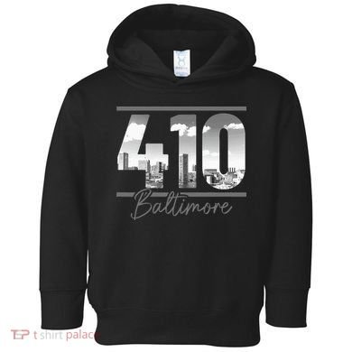 Baltimore 410 Area Code Skyline Maryland Vintage Toddler Hoodie