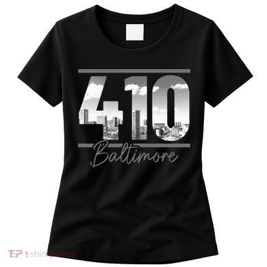 Baltimore 410 Area Code Skyline Maryland Vintage Women's T-Shirt