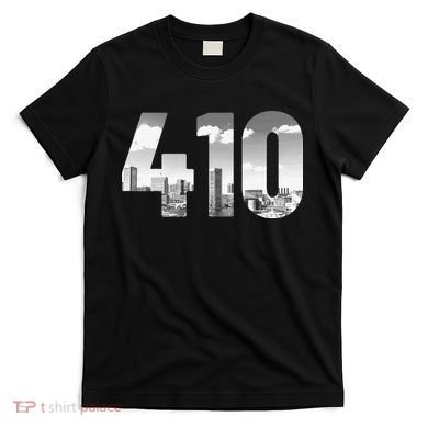 Baltimore 410 Area Code Skyline Maryland Vintage T-Shirt