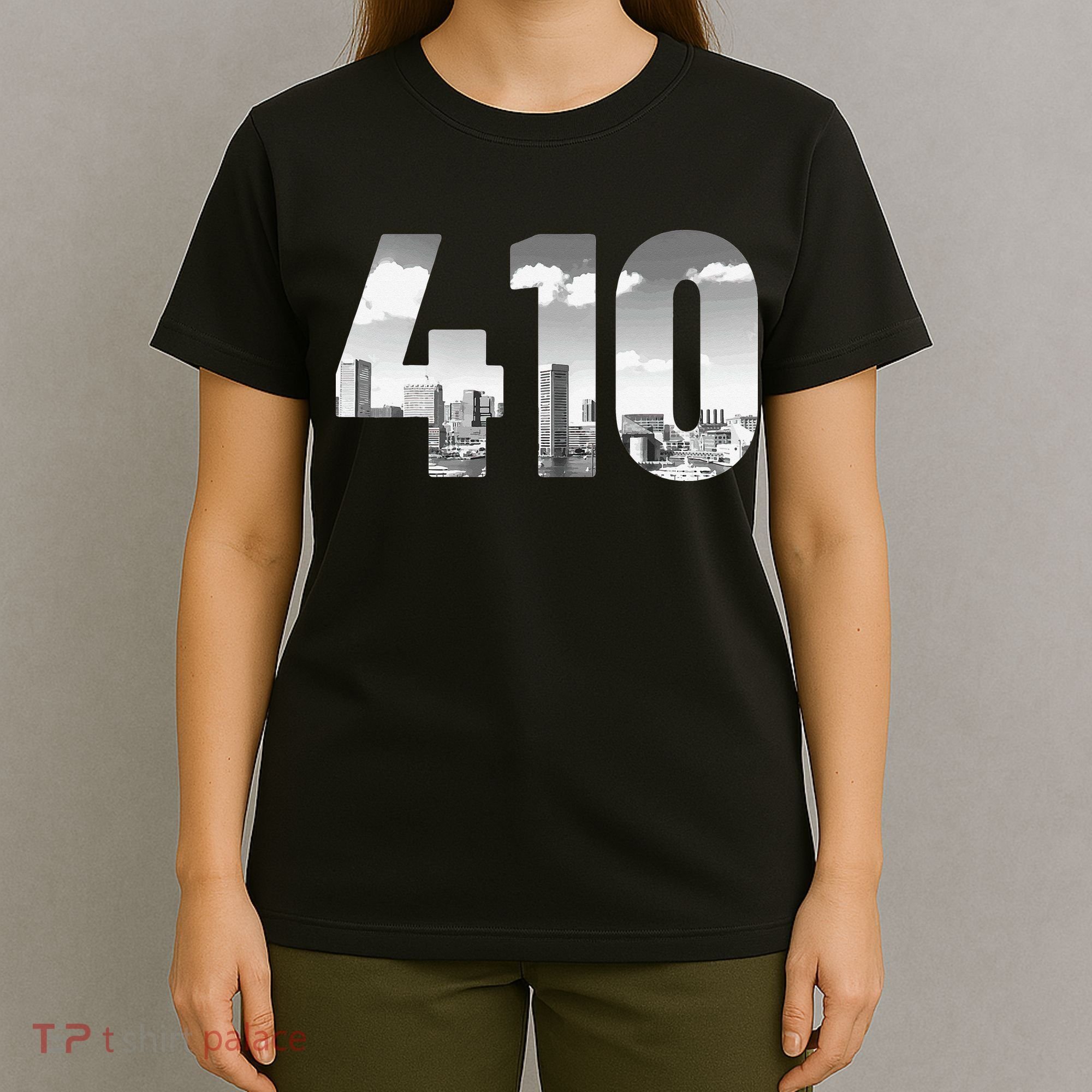 Baltimore 410 Area Code Skyline Maryland Vintage T-Shirt
