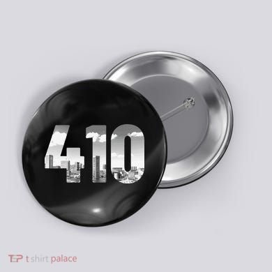 Baltimore 410 Area Code Skyline Maryland Vintage Button