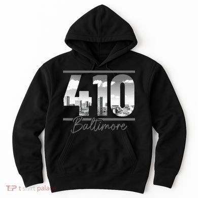 Baltimore 410 Area Code Skyline Maryland Vintage Hoodie