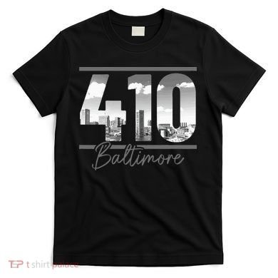 Baltimore 410 Area Code Skyline Maryland Vintage T-Shirt