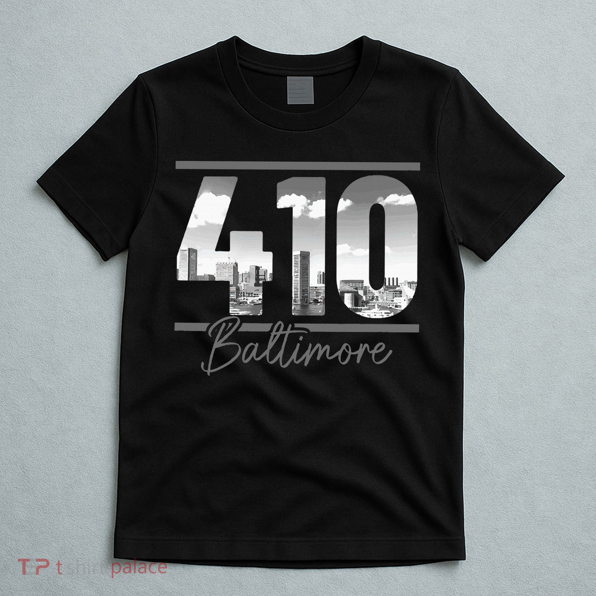 Baltimore 410 Area Code Skyline Maryland Vintage T-Shirt