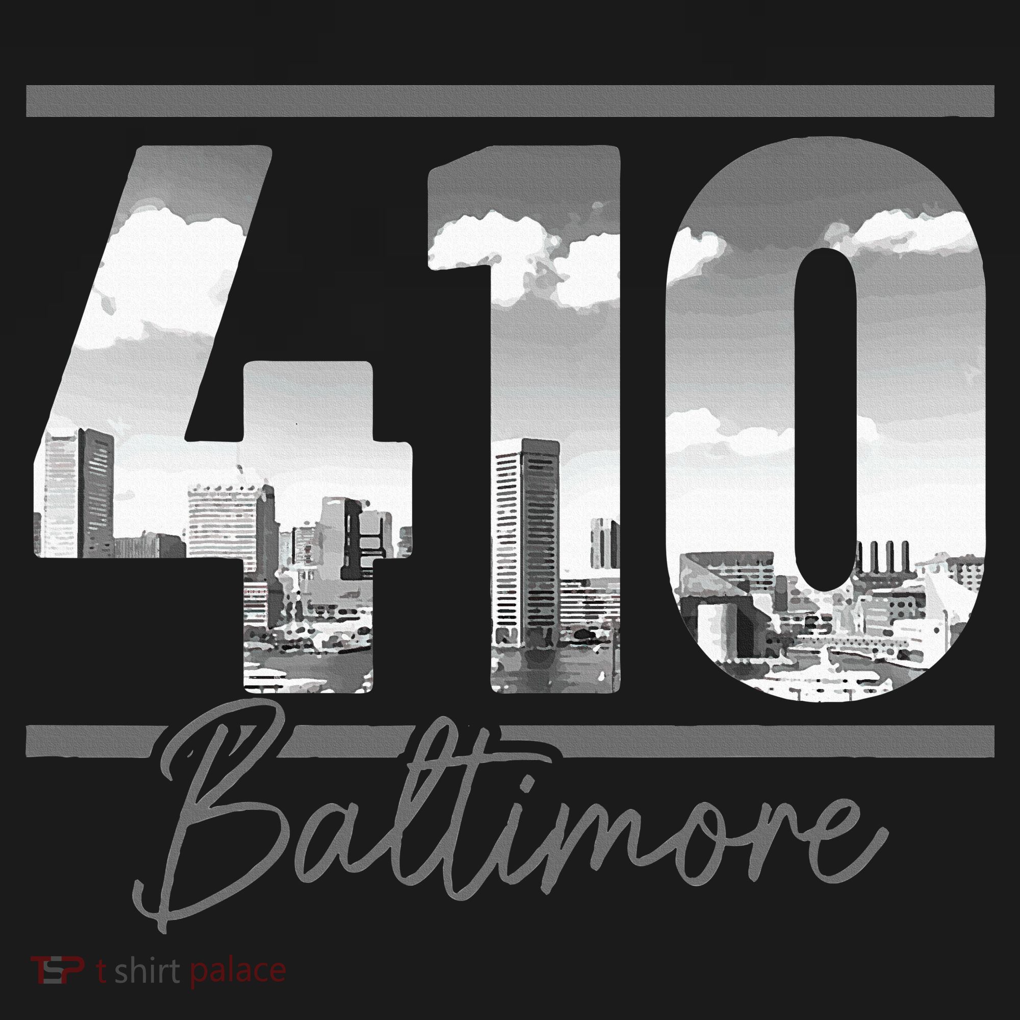 Baltimore 410 Area Code Skyline Maryland Vintage T-Shirt