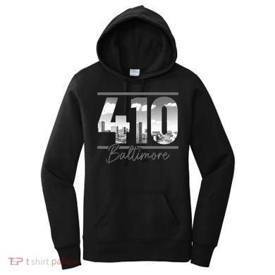 Baltimore 410 Area Code Skyline Maryland Vintage Women's Hoodie