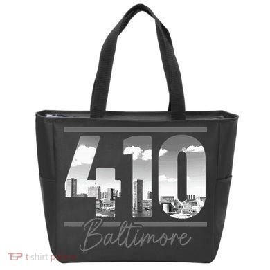 Baltimore 410 Area Code Skyline Maryland Vintage Tote Bag