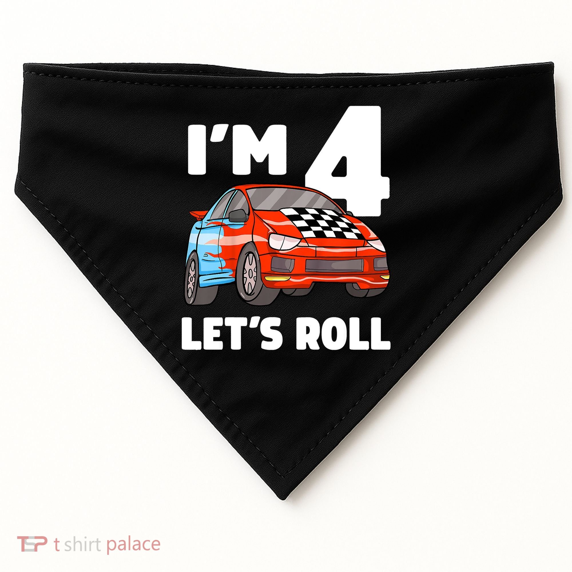 Birthday 4 Four Race Car 4th Birthday Racing Car USA-Made Doggie Bandana