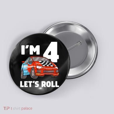 Birthday 4 Four Race Car 4th Birthday Racing Car Button