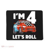 Birthday 4 Four Race Car 4th Birthday Racing Car Mousepad thumb 0