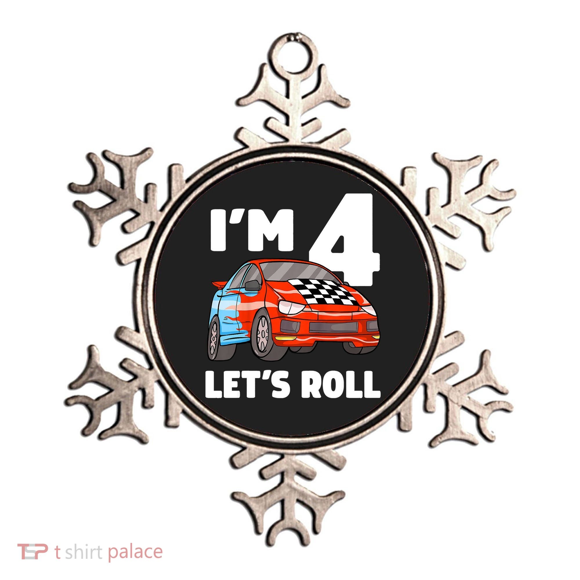 Birthday 4 Four Race Car 4th Birthday Racing Car Ornament