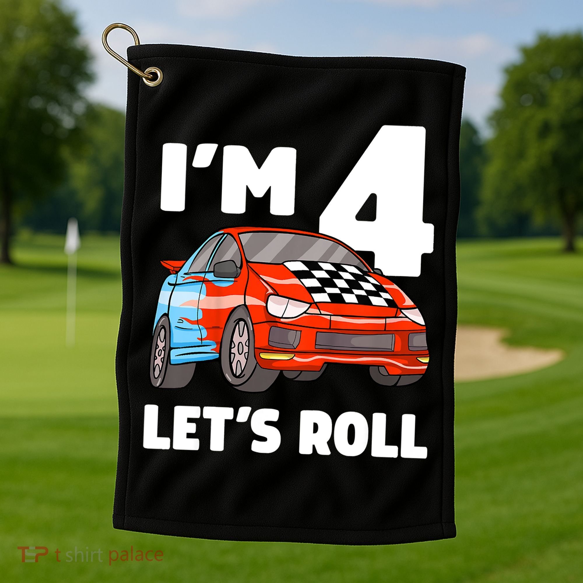 Birthday 4 Four Race Car 4th Birthday Racing Car Golf Towel