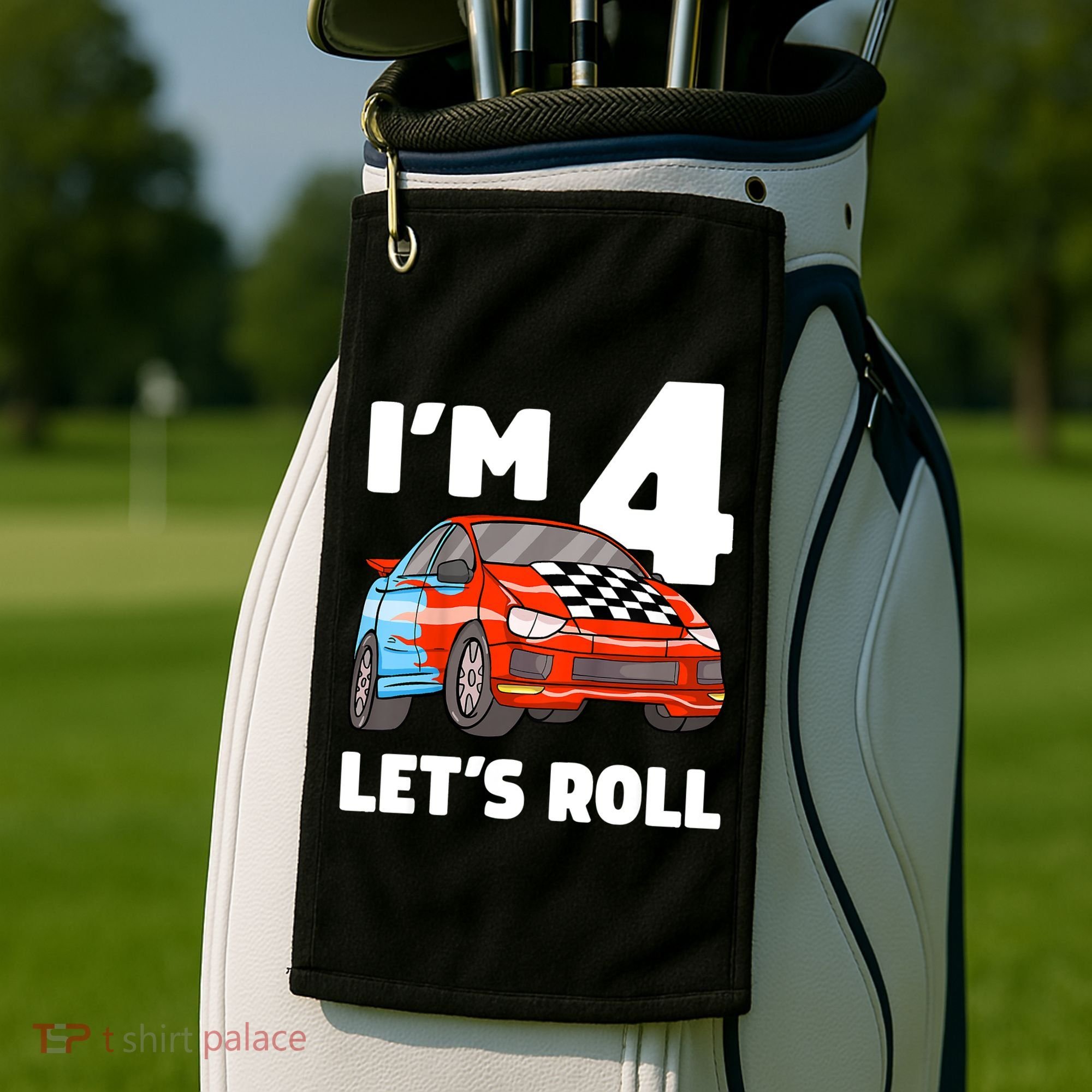 Birthday 4 Four Race Car 4th Birthday Racing Car Golf Towel
