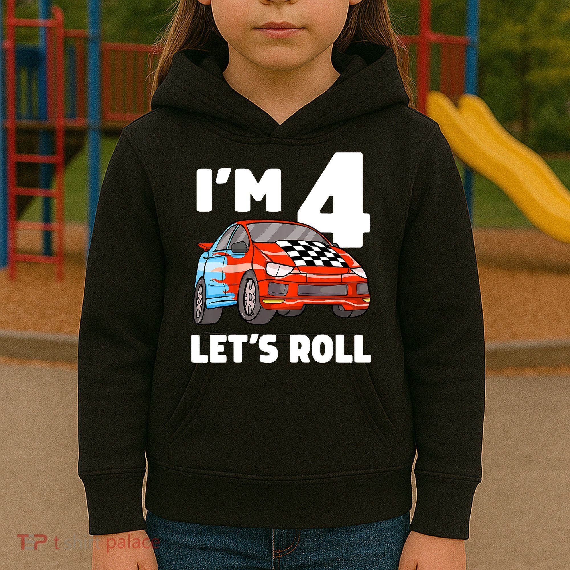 Birthday 4 Four Race Car 4th Birthday Racing Car Kids Hoodie