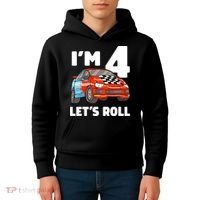 Birthday 4 Four Race Car 4th Birthday Racing Car Kids Hoodie thumb 4