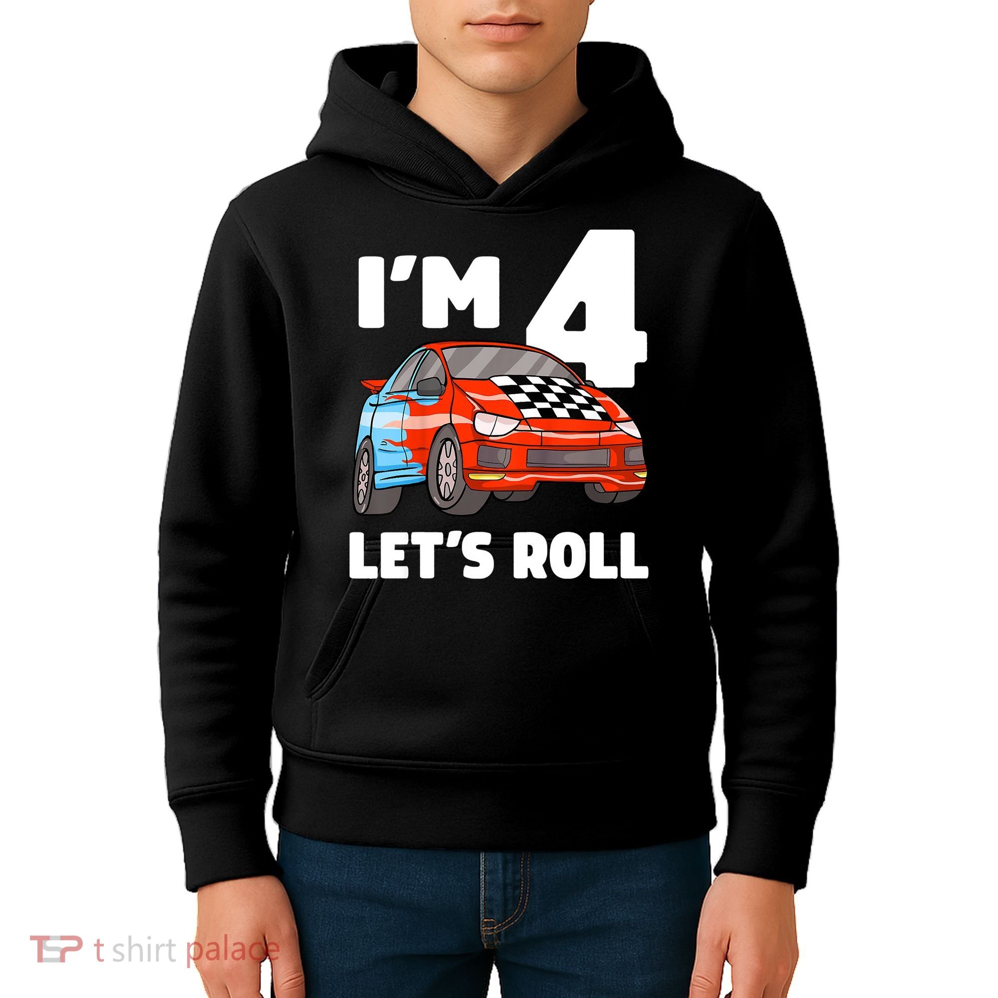 Birthday 4 Four Race Car 4th Birthday Racing Car Kids Hoodie