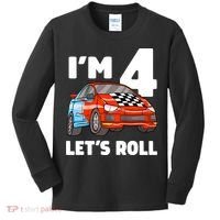 Birthday 4 Four Race Car 4th Birthday Racing Car Kids Long Sleeve Shirt thumb 0