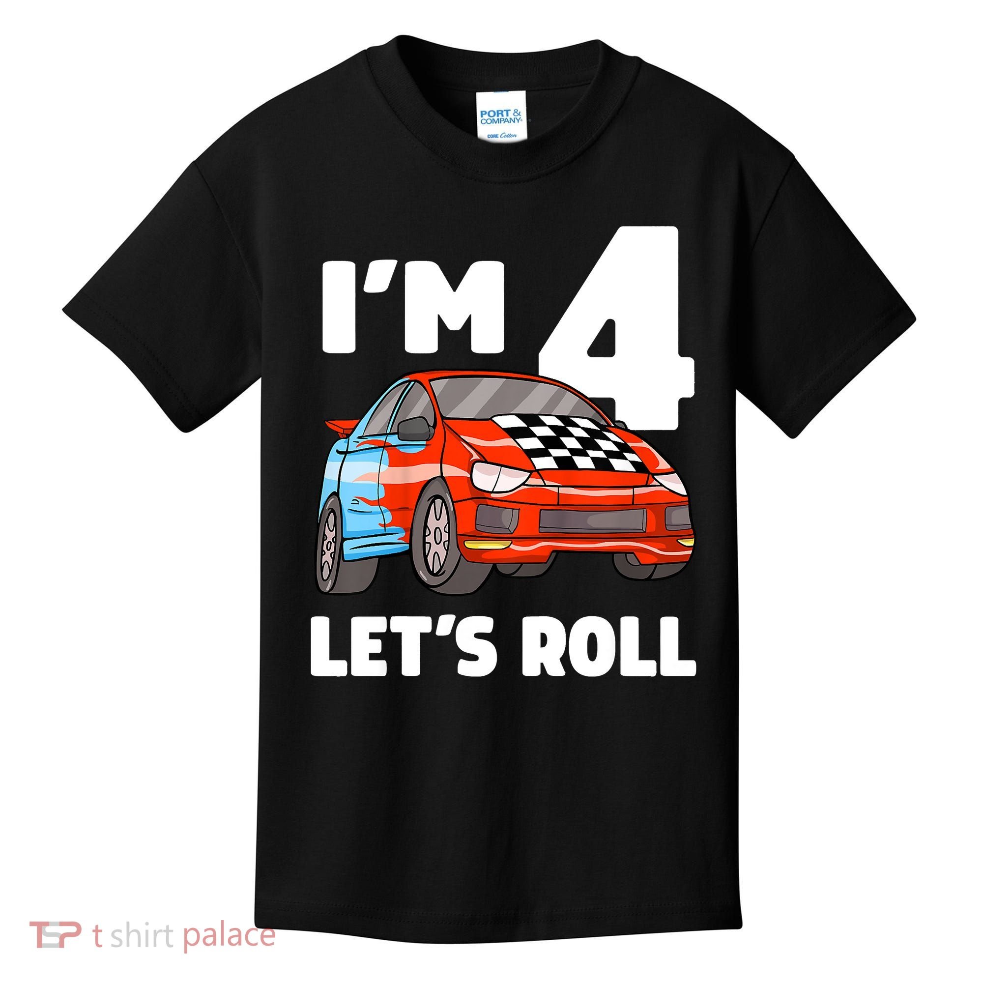 Birthday 4 Four Race Car 4th Birthday Racing Car Kids T-Shirt