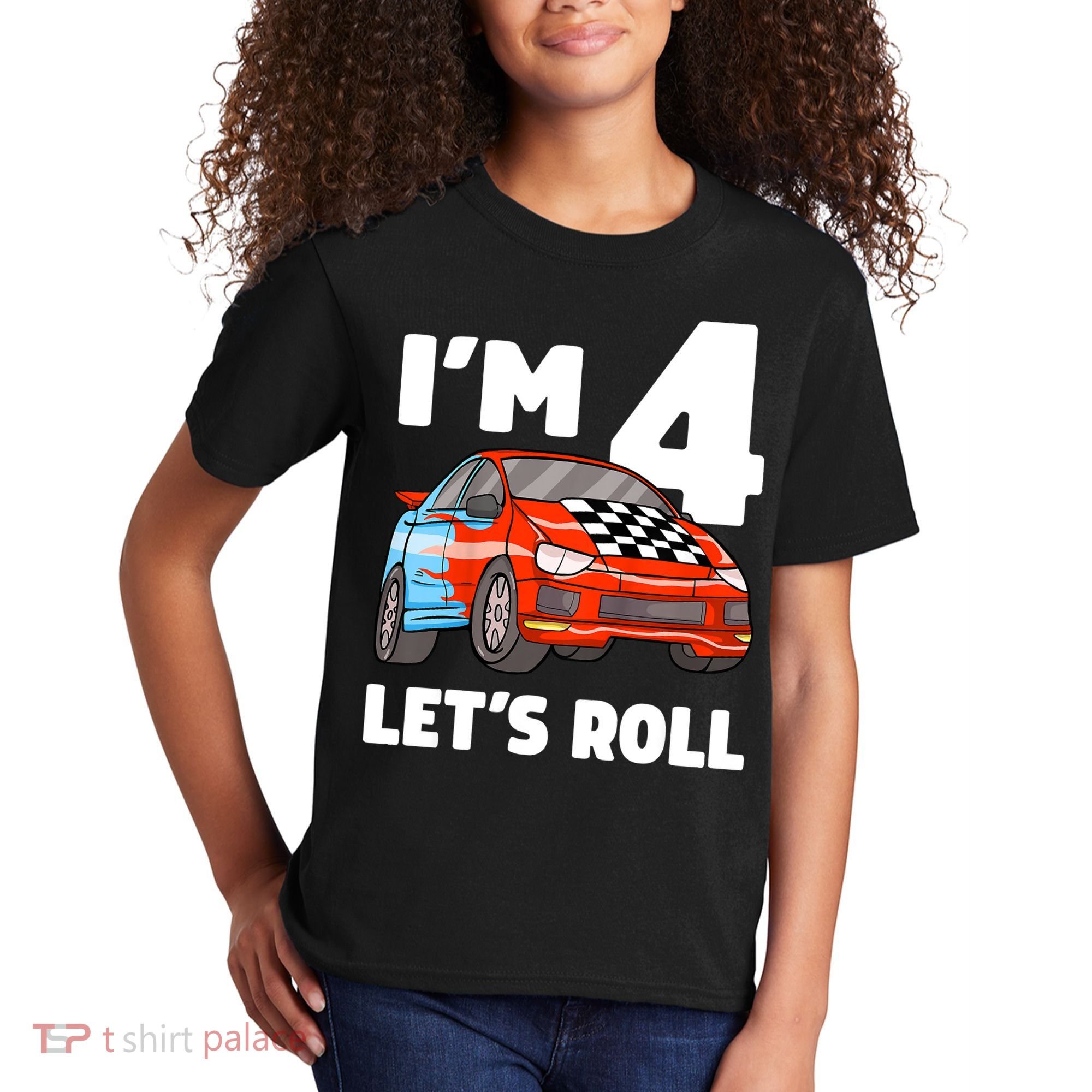 Birthday 4 Four Race Car 4th Birthday Racing Car Kids T-Shirt
