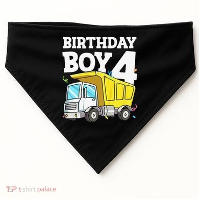 Birthday 4 Four Construction Truck 4th Birthday (1) USA-Made Doggie Bandana
