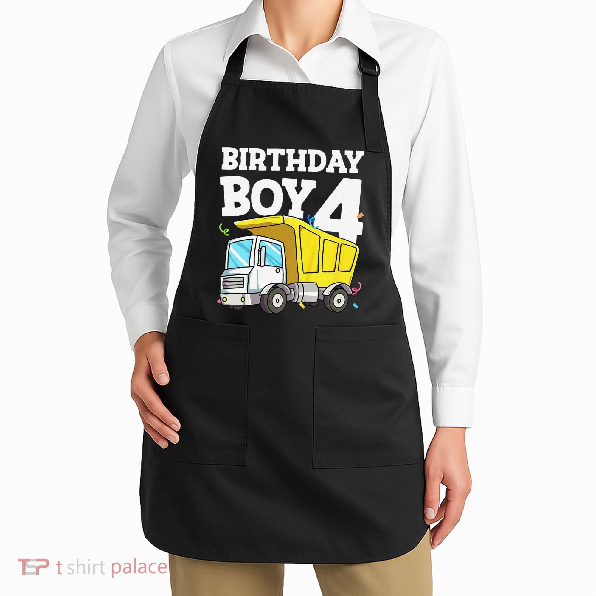 Birthday 4 Four Construction Truck 4th Birthday (1) Apron