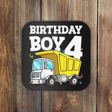 Birthday 4 Four Construction Truck 4th Birthday (1) Coaster