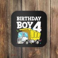 Birthday 4 Four Construction Truck 4th Birthday (1) Coaster thumb 0