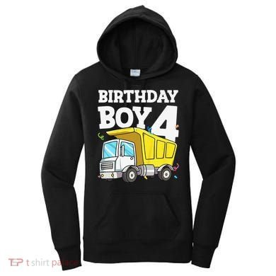 Birthday 4 Four Construction Truck 4th Birthday (1) Women's Hoodie