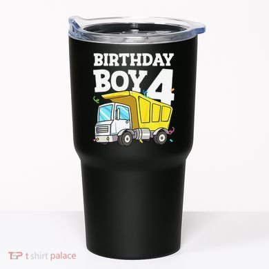 Birthday 4 Four Construction Truck 4th Birthday (1) Tumbler