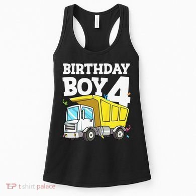 Birthday 4 Four Construction Truck 4th Birthday (1) Women's Tank Top