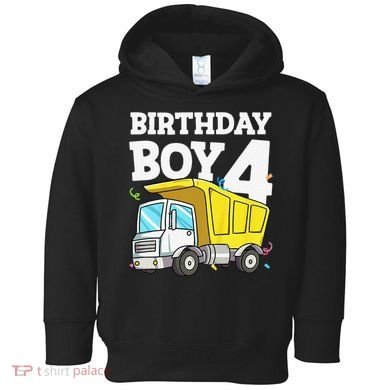 Birthday 4 Four Construction Truck 4th Birthday (1) Toddler Hoodie