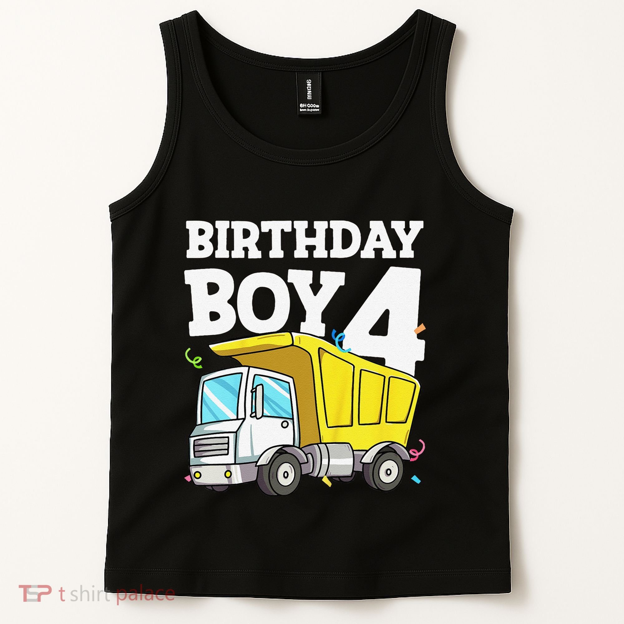 Birthday 4 Four Construction Truck 4th Birthday (1) Tank Top