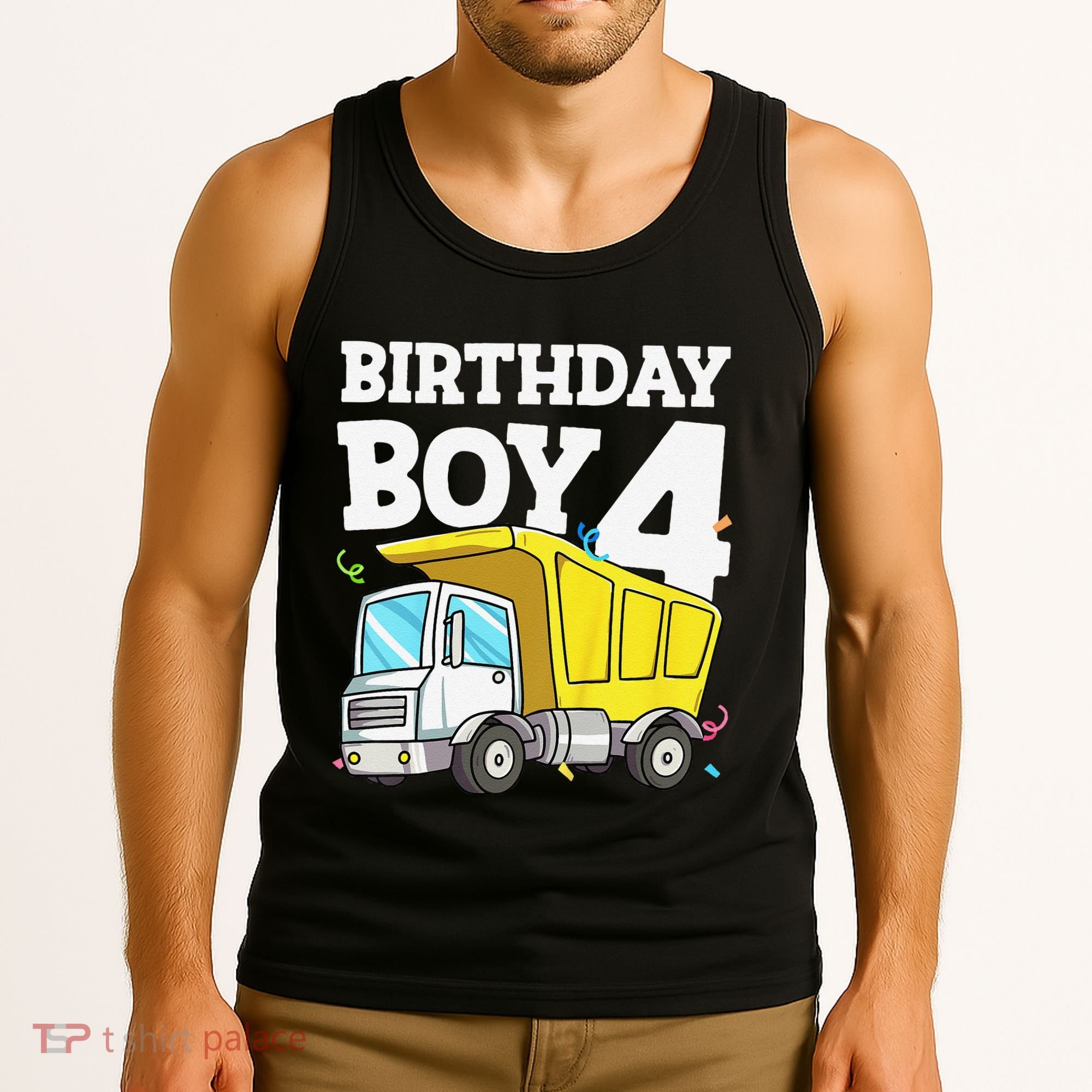 Birthday 4 Four Construction Truck 4th Birthday (1) Tank Top