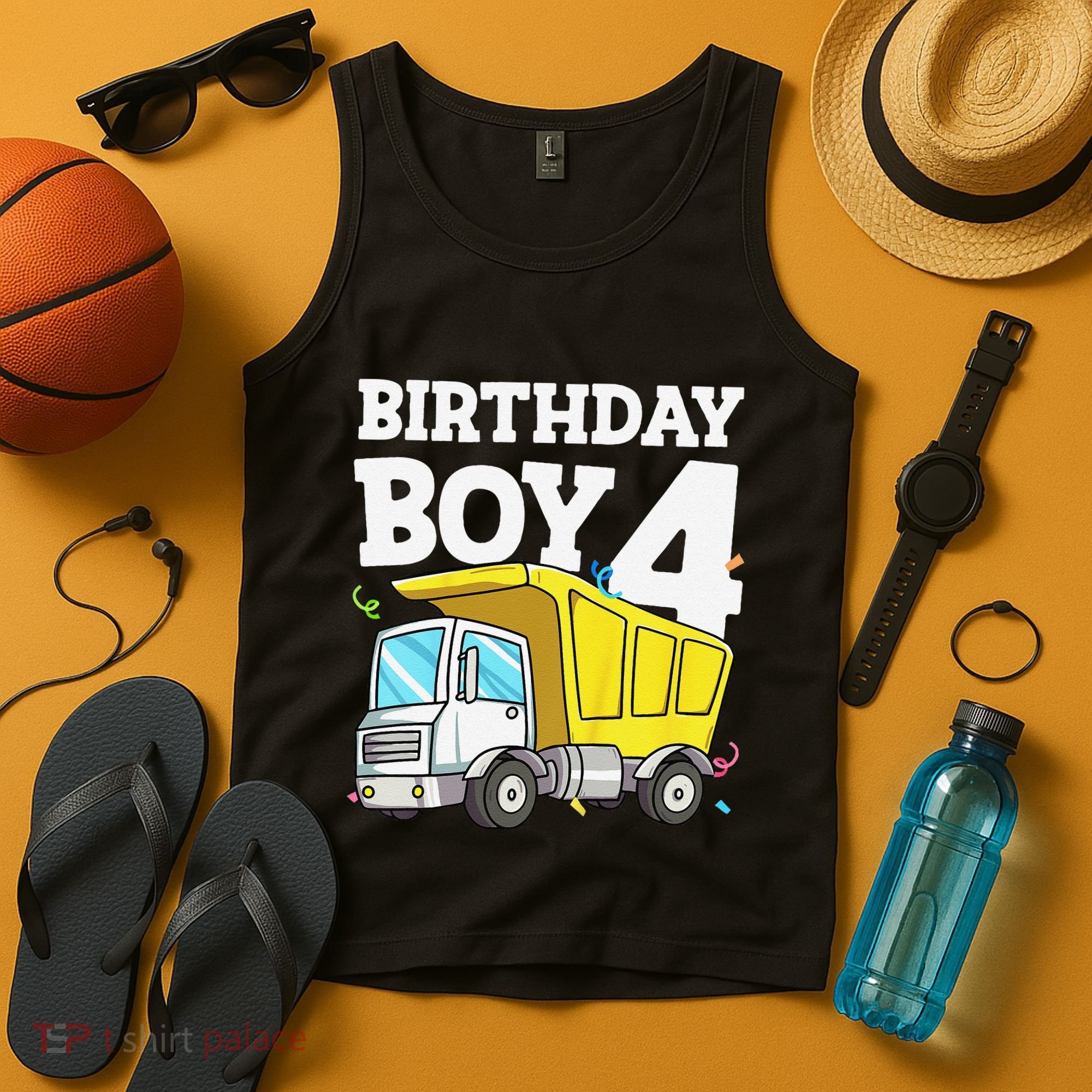 Birthday 4 Four Construction Truck 4th Birthday (1) Tank Top